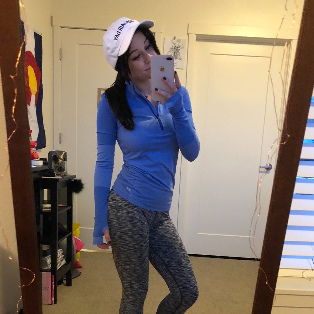 Blue Workout Pullover -- Partial Zip